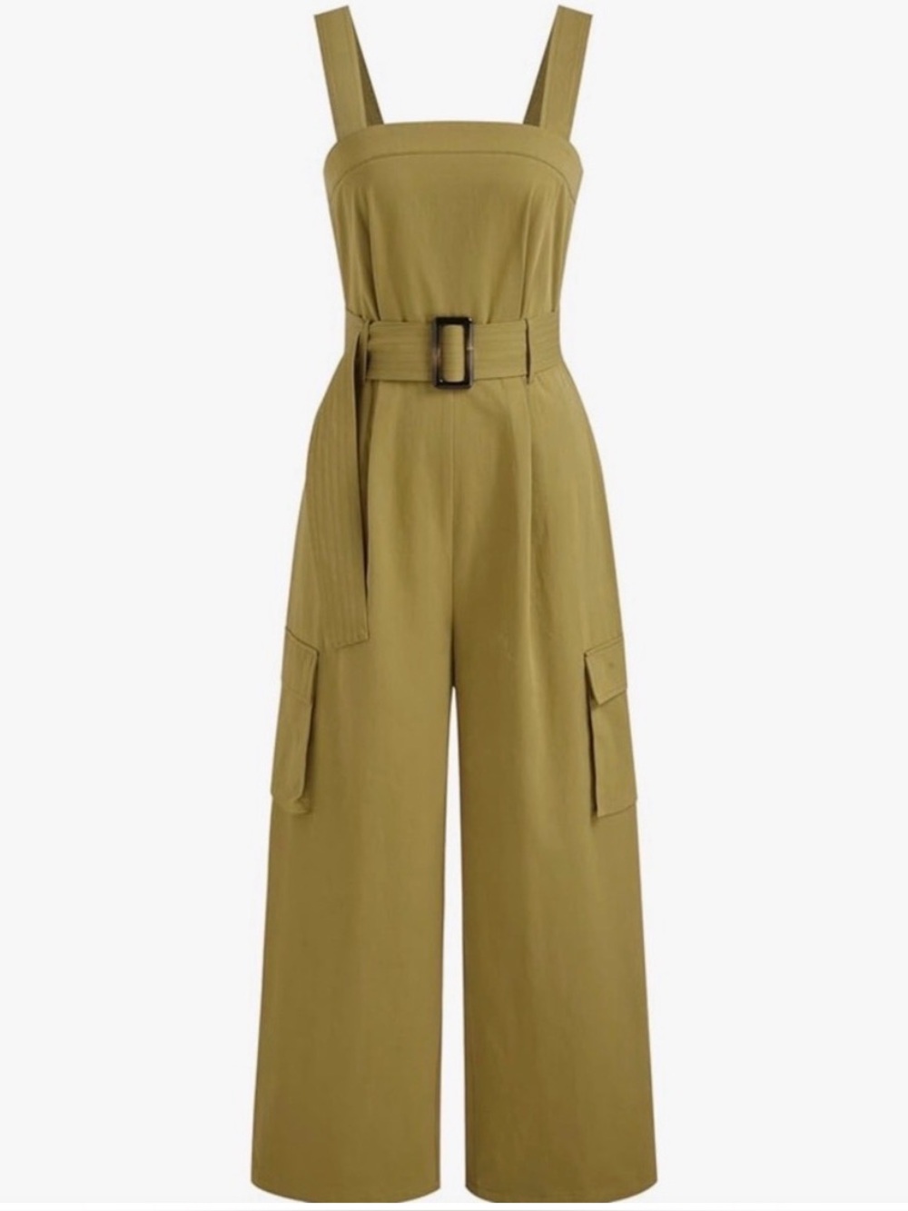 Cider Olive Utility Belted Wide-Leg Jumpsuit, XL